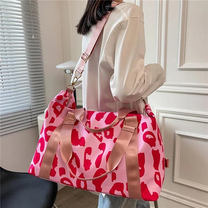 Actual product image Only-Bags.Store Fashionable Travel Bags Leopard Big Nylon Tote Fitness Gym Weekend Handbags Wet and Dry Separation