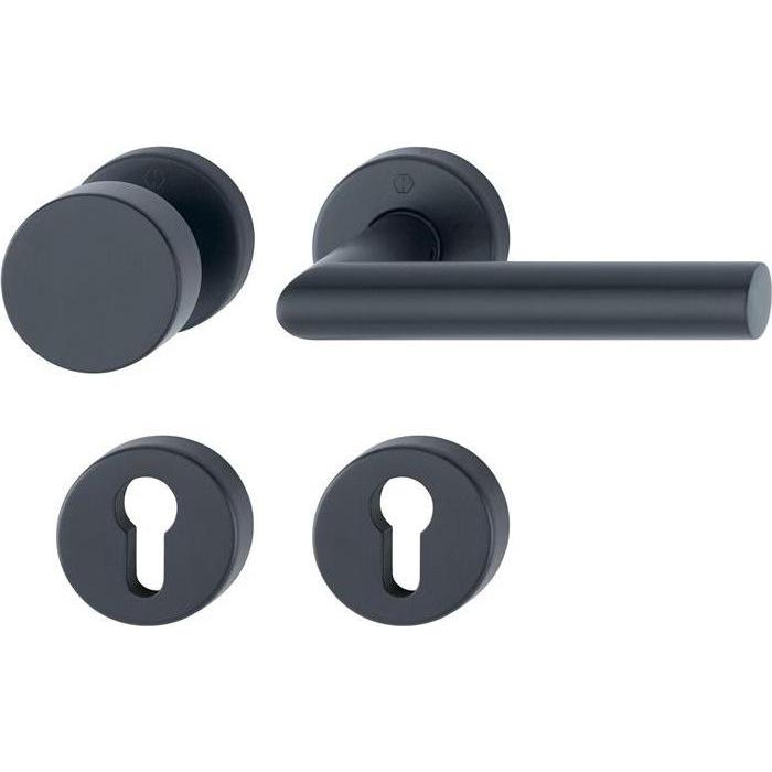 Magni, Maniglia + Guarnizione Porte, Maniglia Per Porta Hoppe (Piastra Corta) Stoccolma, Alluminio Naturale Per Interno, Set Di Maniglie
