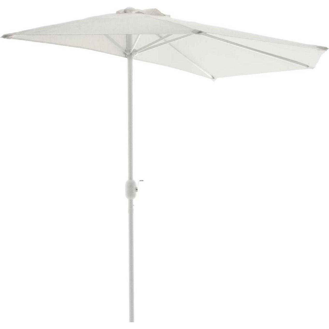 VCM, Sonnenschirm, Balkon-Sonnenschirm Weiss halbrund Gartenschirm Sonnenschutz 2,7m mit Kurbel (2.70 m)