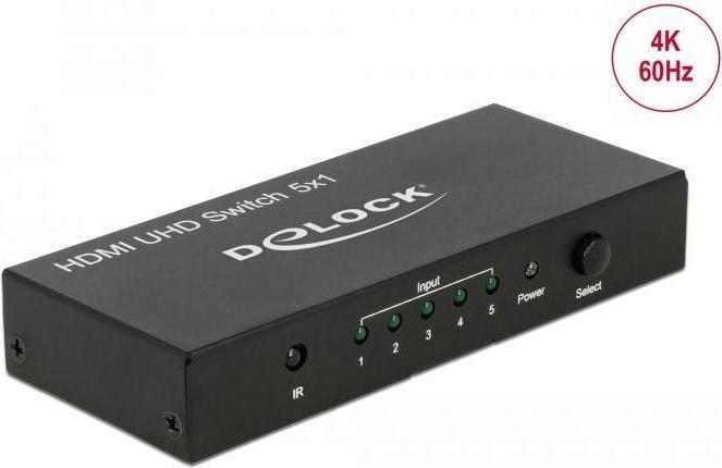 Image du produit Delock Commutateur HDMI à 5 ports, activement amplifié