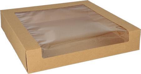 Papstar 25 Tortenkartons mit Deckel eckig 10 cm x 32 cm x 12 cm mit Sichtfenster aus PLA