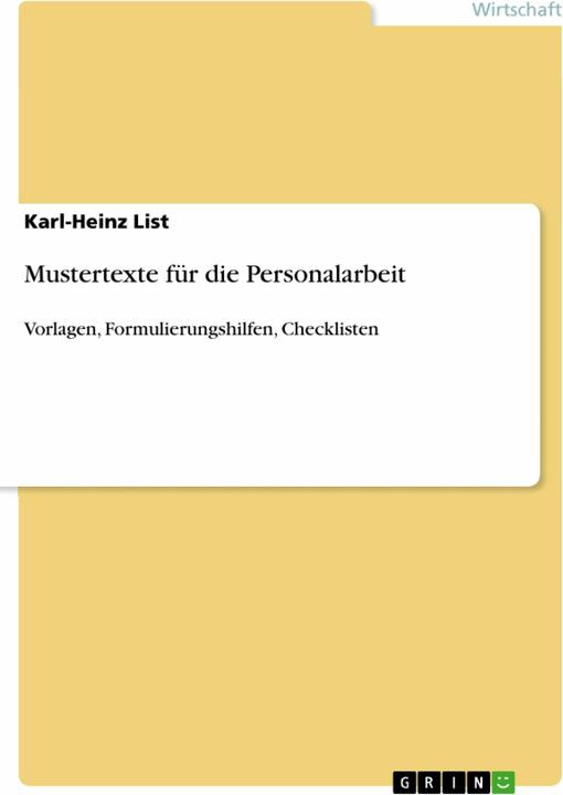 Produktbild Mustertexte für die Personalarbeit (Deutsch, Karl-Heinz List, 2013)