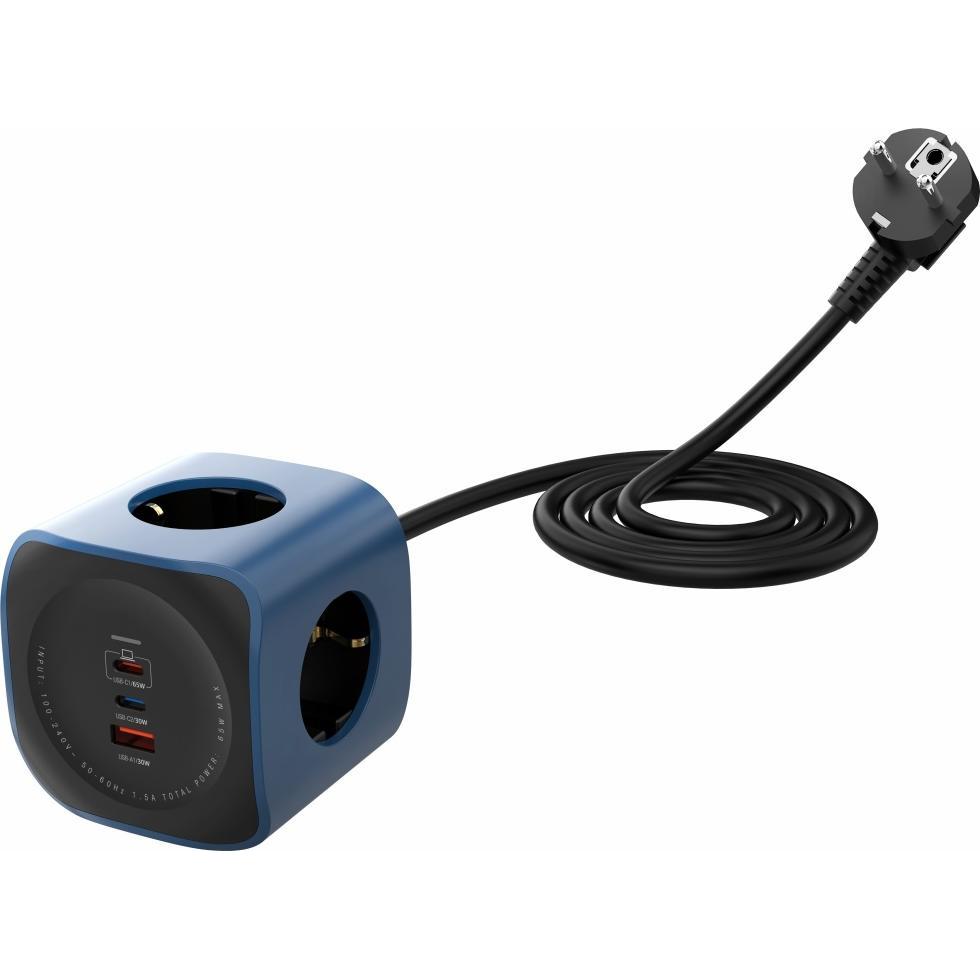 Beline Cellline Power Socket Cube 6in1 2500W USB/2xUSB-C 65W blue (65 W), Caricatore USB, Blu