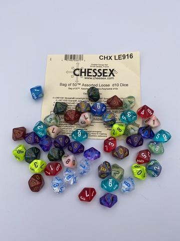 Actual product image Chessex Bag of 50™ Assorted loose Mini-Polyhedral d10s