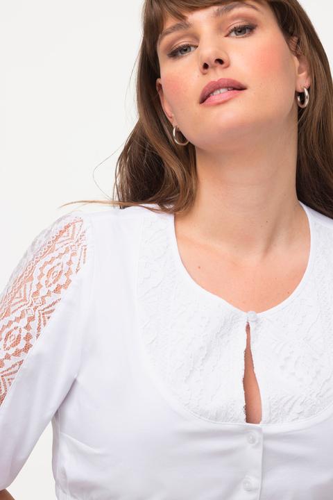 Produktbild Ulla Popken Dirndlbluse, Spitzendetail, Rundhals, Halbarm (44)