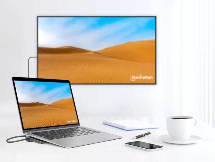 Actual product image Manhattan USB-C PD 11-in-1 docking station with MST for three monitors (USB-C, 4 Ports)