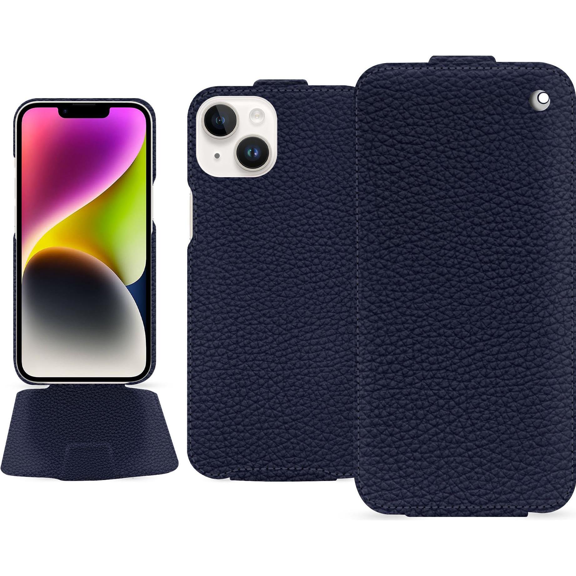 Noreve Lederschutzhülle vertikal (Apple iPhone 15 Plus), Smartphone Hülle, Violett