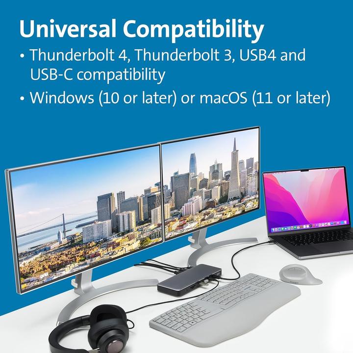 Image du produit Kensington Station d'accueil Thunderbolt 4, double moniteur 8K/4K, microSD, 96W, ports HDMI, Ethernet, USB (Thunderbolt, 13 ports)