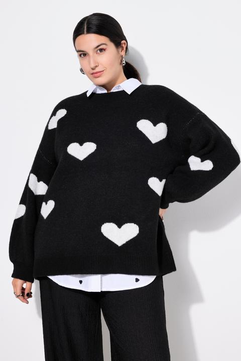 Produktbild Studio Untold Pullover, oversized, HEARTS-Muster, Ballon-Langarm (46, 48)