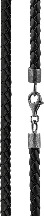 Produktbild Kuzzoi Halskette Herren Echtleder Kette Geflochten Basic 925 Silber (Leder, 925er Sterling Silber, Keine Schmuckstein, 50 - 55 cm)