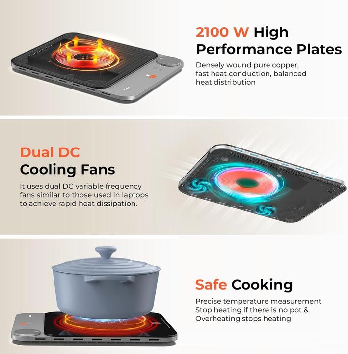 Produktbild Tokit Induzione automatica rilevamento pentole 2100 W comando singolo sottile sous-vide antigraffio