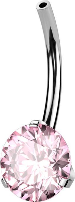 Produktbild Star Piercing Threadless Bananen-Stab silber mit Kristall pink gefasst (ohne Messing, Titan)
