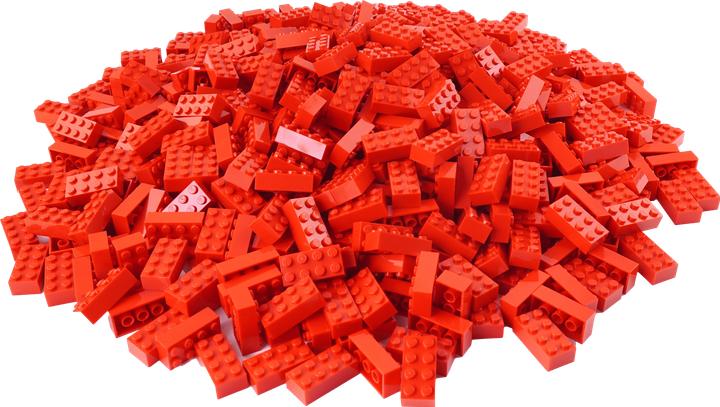 Actual product image LEGO 2x4 bricks red brown / 500 pieces / Reddish brown 3001 (3001, LEGO Accessories)