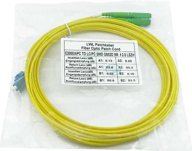 Actual product image BlueOptics Duplex fibre optic patch cable LC-E2000 singlemode 0.5 metre (CAT6, 0.50 m)