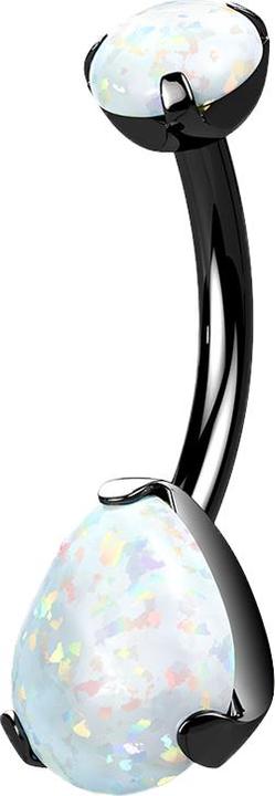 Actual product image Star Piercing Banane schwarz mit Opal und Opal Tropfen weiss (without brass, Titanium)