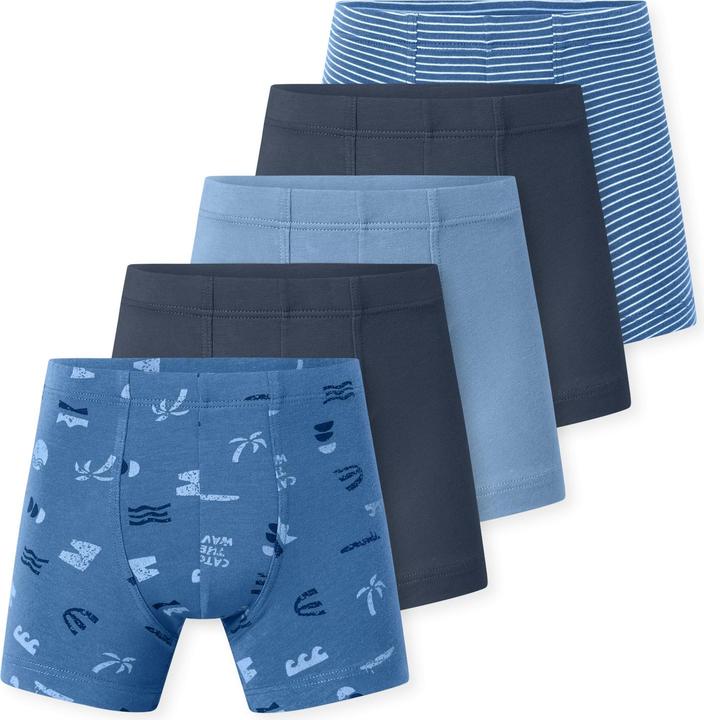 Blau geringelt, Blau mit Strandmotiven, Dunkelblau, Hellblau