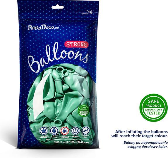 Actual product image Partydeco Strong Balloons 27cm, Metallic Mint Green (1 pkt / 100 pc.) (100x)
