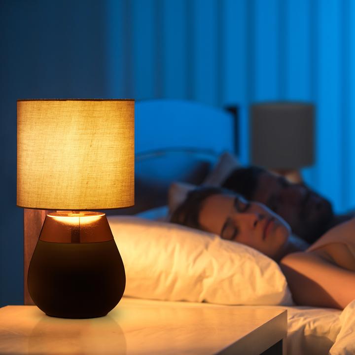 Produktbild Relaxdays Tischlampe mit Stoffschirm 2er Set (E14)