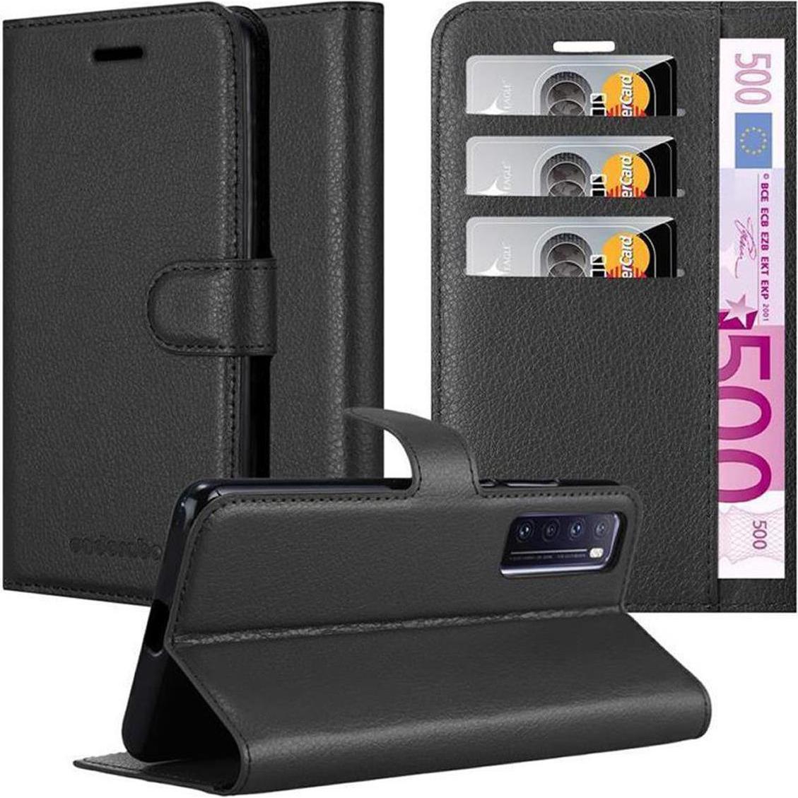 Cadorabo Book mit Standfunktion Cover (Huawei Nova 7 5G), Smartphone Hülle, Schwarz
