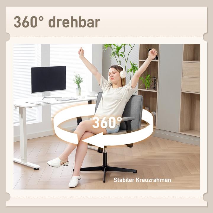 Produktbild Homcom Bürostuhl Polyester, Stahl Grau