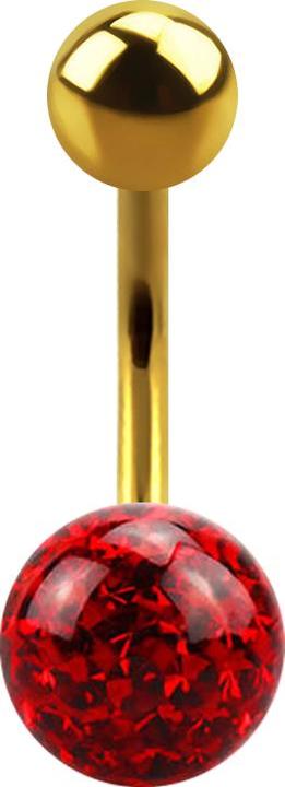 Immagine prodotto Star Piercing Banana placcata in oro con sfera e sfera di cristallo rossa con strato protettivo epossidico (senza ottone, Titanio)