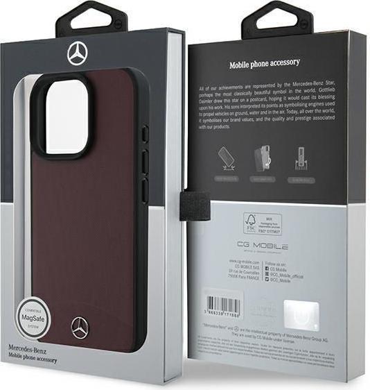 Image du produit Mercedes MEHMP16L23RBARR iPhone 16 Pro 6.3" czerwony/red hardcase Textured And Plain Leather MagSafe (Apple iPhone 16 Pro)