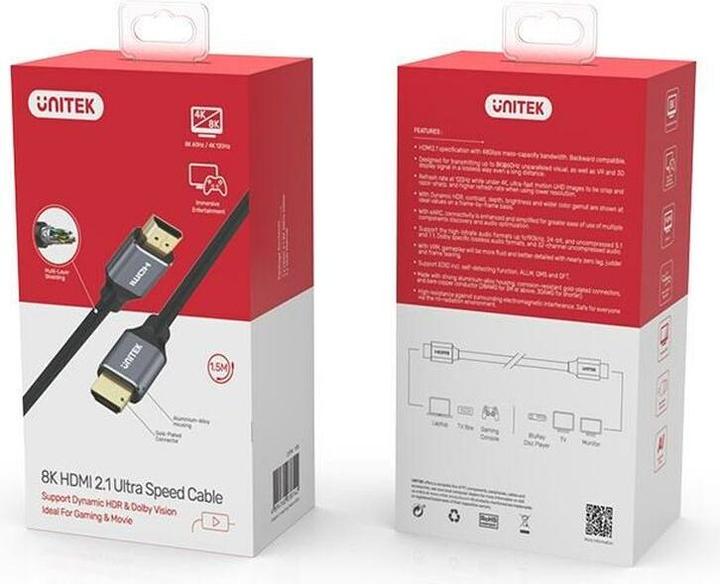 Actual product image Unitek HDMI (Typ A) — HDMI (Typ A) (2 m, HDMI, 2.1)
