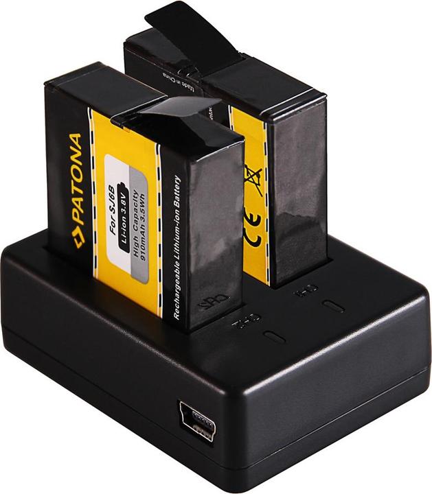 Produktbild Patona Dual Schnell-Ladegerät f. SJCAM SJ6 Legend Black SJ6000 inkl. Micro-USB Kabel (Kamera Akku Ladegerät)