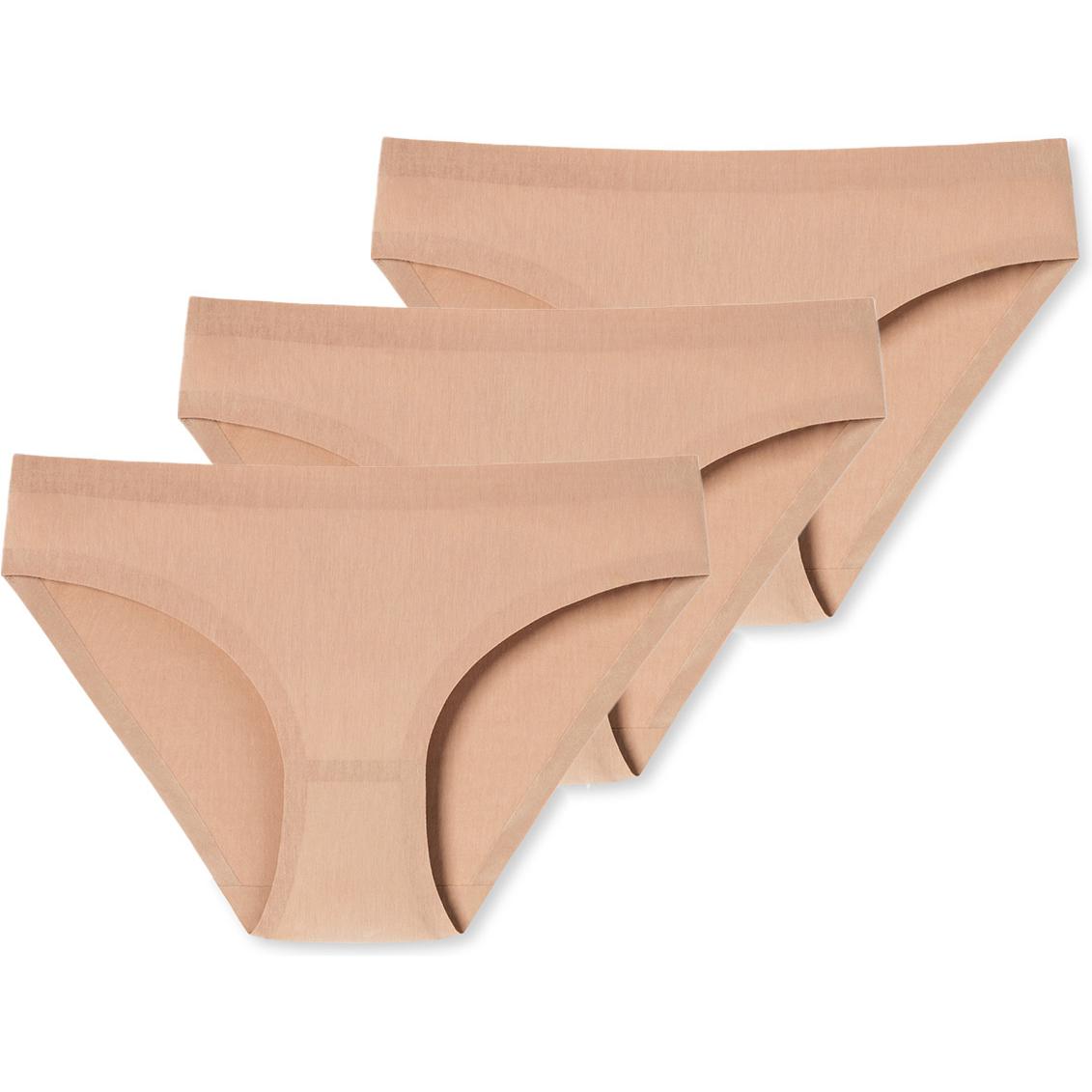 Schiesser, Damen, Unterhosen, 3er Pack Invisible Cotton Slip, Braun, (38, 3er Pack)
