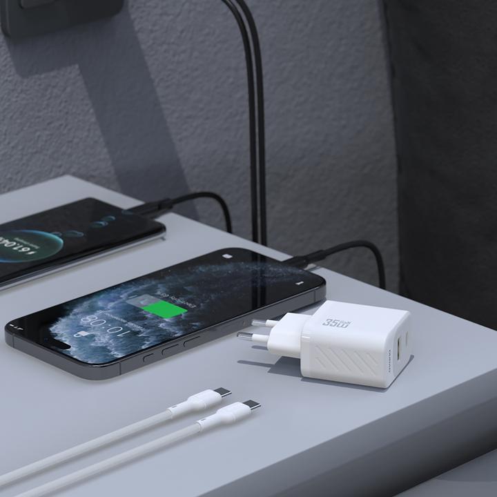 Productafbeelding Dudao A27 MaxC 35W Wandladegerät + USB-C Kabel - Weiss (35 W)