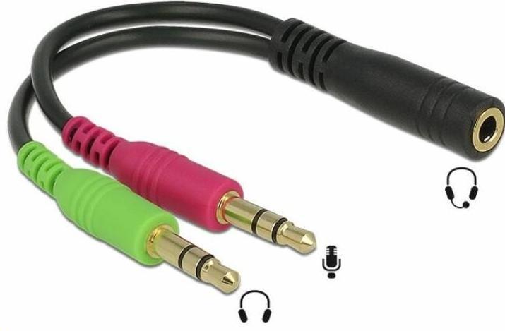 PremiumCord Adapter 4-pin jack plug 3.5 mm for headphones and microphone, 30 cm (Jack adapter)