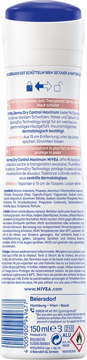 Immagine prodotto NIVEA Derma Dry Control Maximum (Getto vaporizzato, 150 ml)