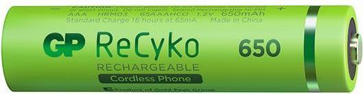 Actual product image GP Batteries Rechar. Batteries 650mah AAA Recyko 2pc (2 pcs., AAA, 650 mAh)