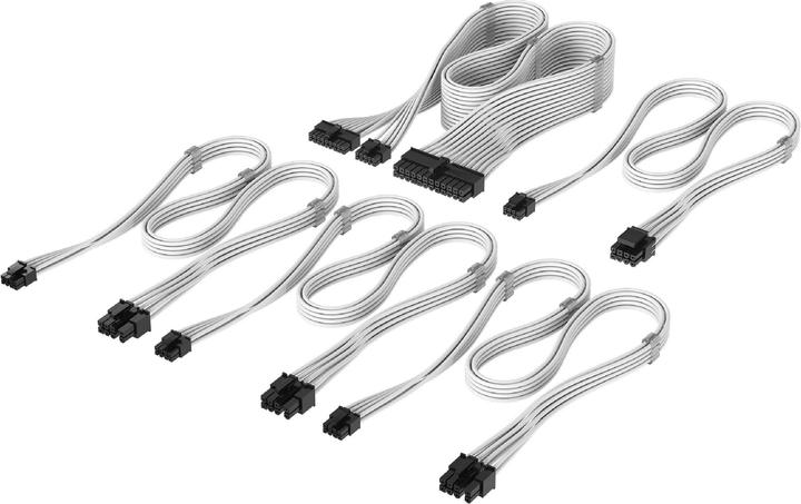 Image du produit Corsair Stromkabel Pro Sleeved Type 4 Weiss 61 cm (61 cm, 24 broches ATX, SATA)