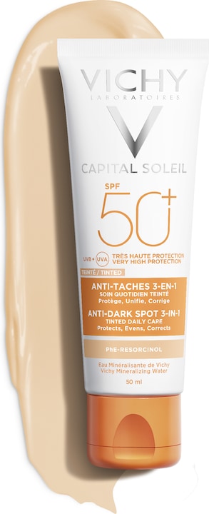 Image du produit Vichy Capital Soleil Soin anti-tâches teintée (Crème solaire visage, SPF 50+, 50 ml, 77 g)