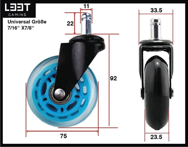 Image du produit L33T Roulettes pour chaises de jeu
