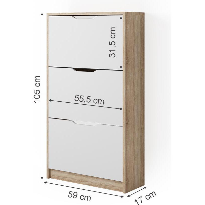 Thumbnail - Vicco, Schuhschrank, Luca (59 x 22 x 105 cm)