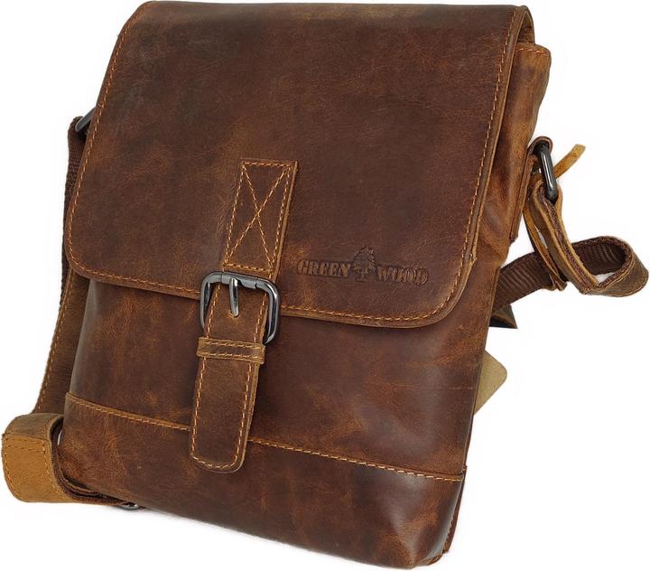 Actual product image Greenwood Herrentasche Echtleder 10 Zoll Rio Vintage Look Camel No.7