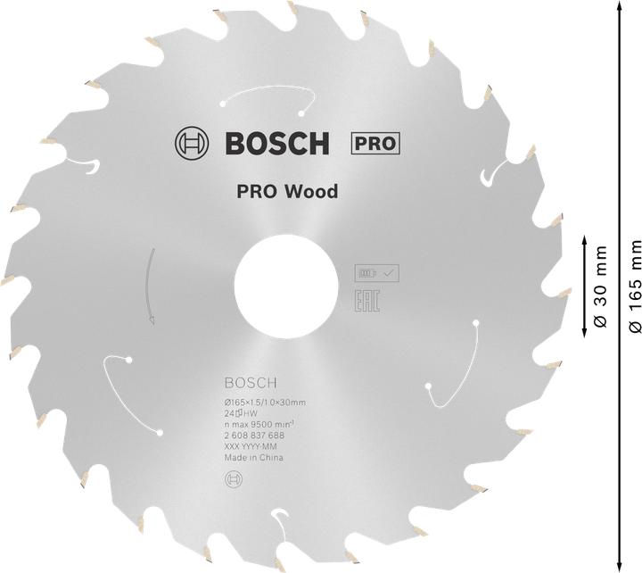 Produktbild Bosch Professional Zubehör PRO Wood cordless Kreissägeblatt, 165 x 1,5 x 30 mm