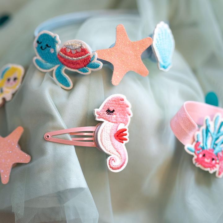 Immagine prodotto Papierdrachen Set di gioielli per capelli - Cerchietto con toppe - Sirena (Decorazioni)