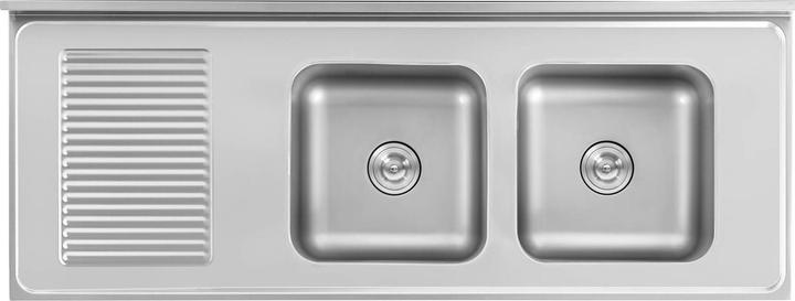 Image du produit Royal Catering Plonge inox sur meuble - 2 bacs - - Acier inoxydable - 400 x 400 x 250 mm