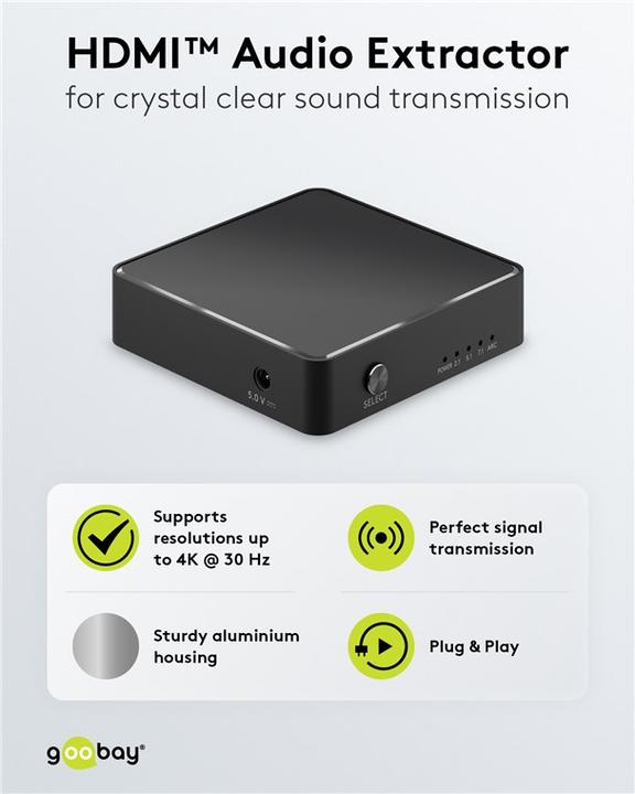 Actual product image Goobay HDMI Audio Extractor 4K @ 30 Hz