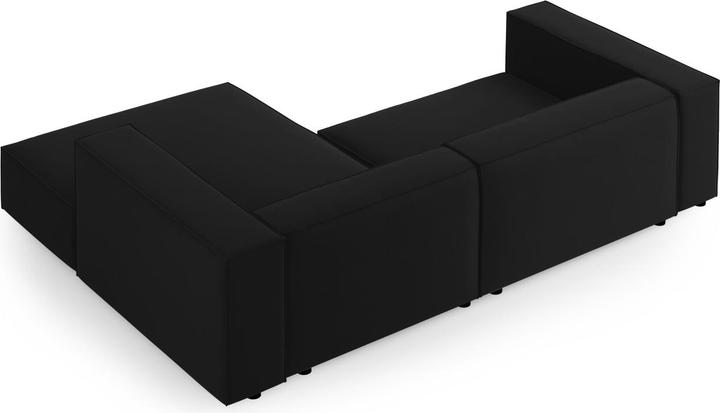 Actual product image Cosmopolitan Design Velvet Right Corner Sofa, "Arendal", 3 Seats, Black, 224x166x70 Made in Europe (Corner sofa)