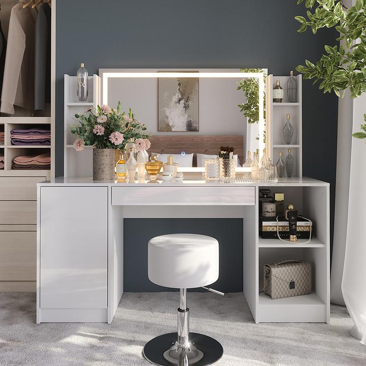 Produktbild Vicco Schminktisch Sherry, Weiss/Weiss Hochglanz, 158.2 cm 8 Teile (50.10 x 50.10 x 76 cm)