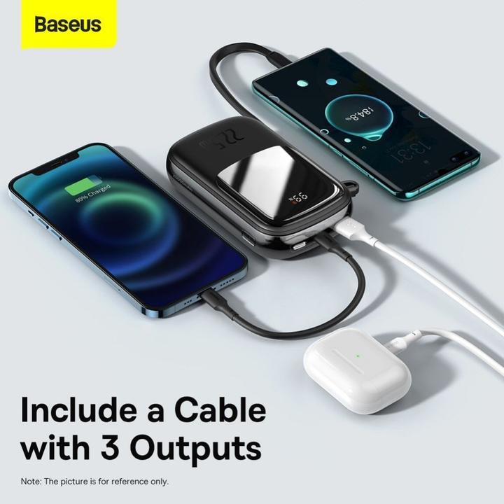 Actual product image Baseus Powerbank Qpow PRO with cable, 20000mAh, 22.5W (Black) (20000 mAh, 22.50 W, 76 Wh)