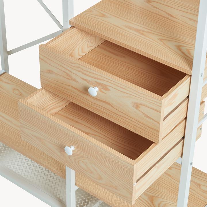 Produktbild En.Casa Garderobenständer Larem 180x120x40 cm Weiss/Eicheoptik