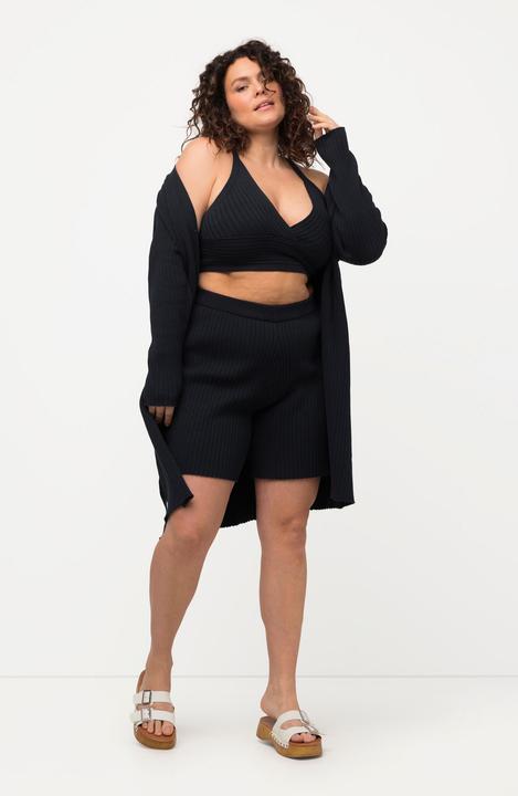Produktbild Ulla Popken Long-Strickjacke, Rippstrick, Bindegürtel, V-Ausschnitt (50, 52)
