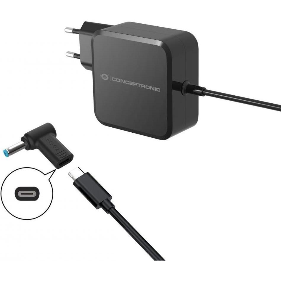 Thumbnail - Conceptronic Adapter USB-C -> DC, Dell 4.5x3.0mm 18-20V sw, Notebook Netzteil, Schwarz