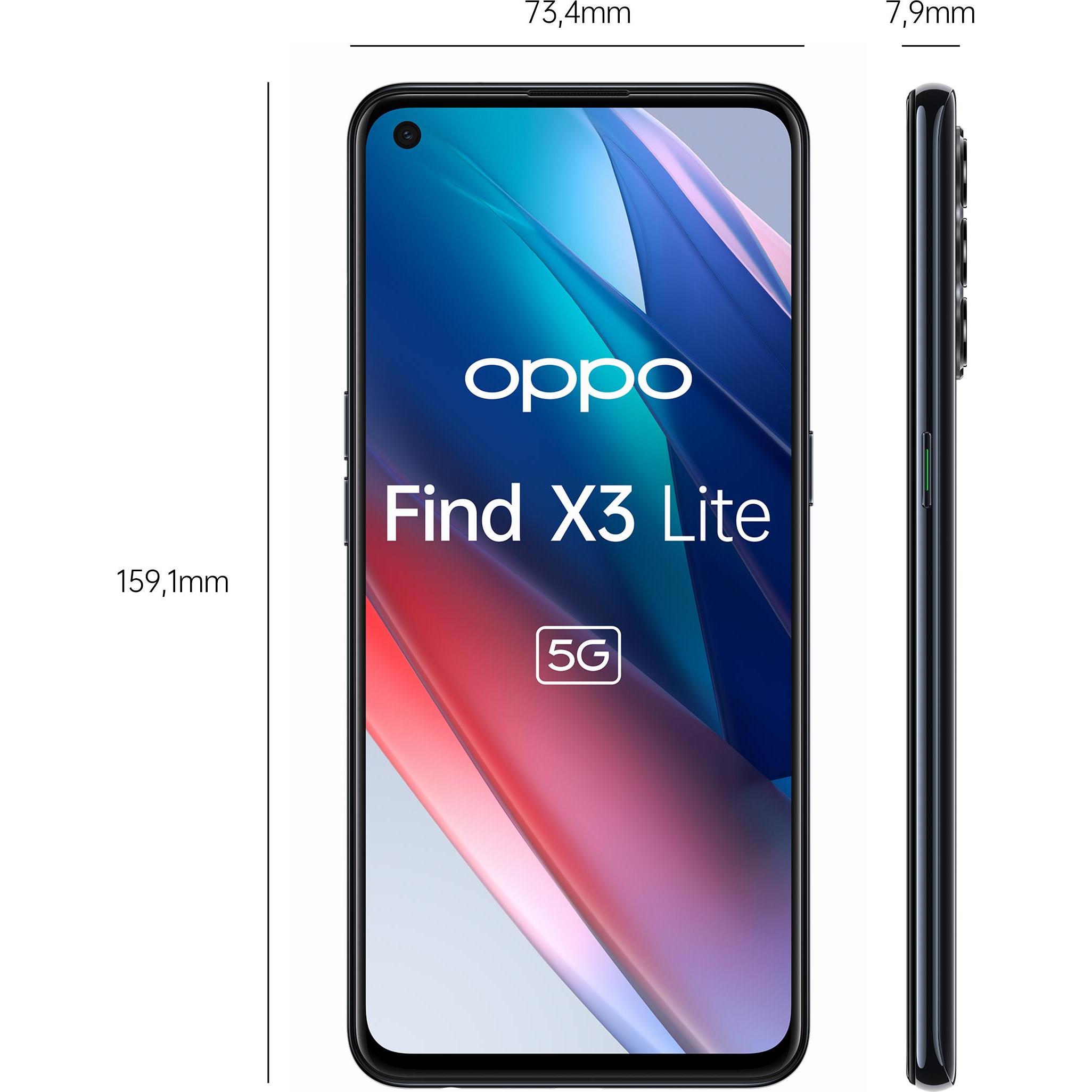 OPPO Find X3 Lite (128 GB, Starry Black, 6.43", Dual SIM, 5G), Smartphone, Schwarz