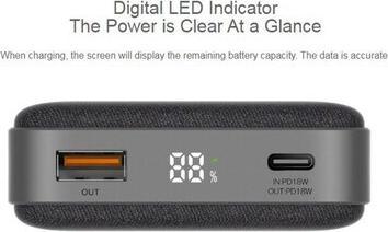 Actual product image Orsen EW35 Wireless Power Bank 10000mAh juodas (10000 mAh, 18 W, 37 Wh)